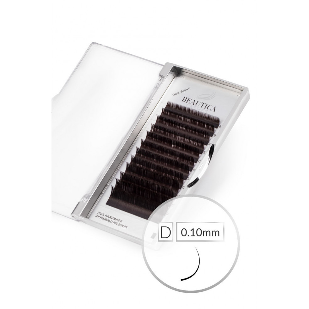 Super Dark Brown Lashes D 0.10 mm - Mix Beautica Lashes