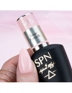 Butelka z lakierem hybrydowym i splashem w   kolorze pudrowego różu 506 Rose French 2