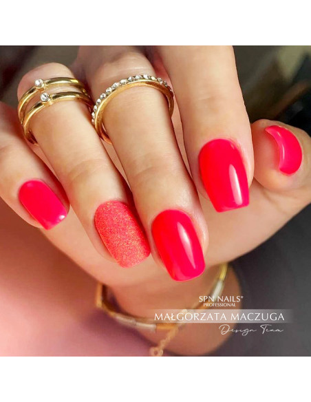 Neonowe czerwone paznokcie hybrydowe Neonowe czerwone paznokcie hybrydowe