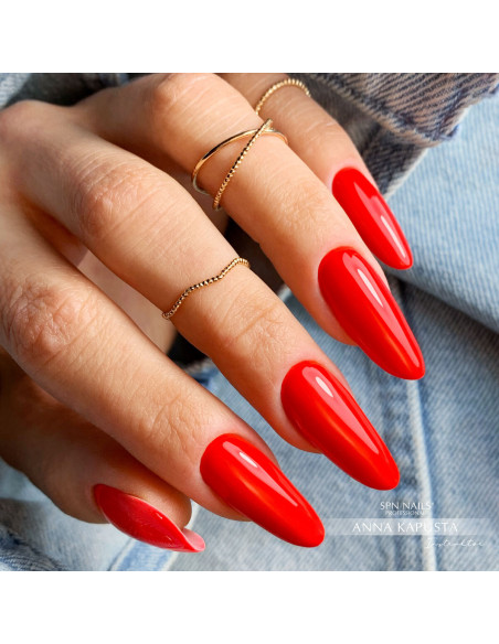 Neonowe czerwone paznokcie hybrydowe Neonowe czerwone paznokcie hybrydowe