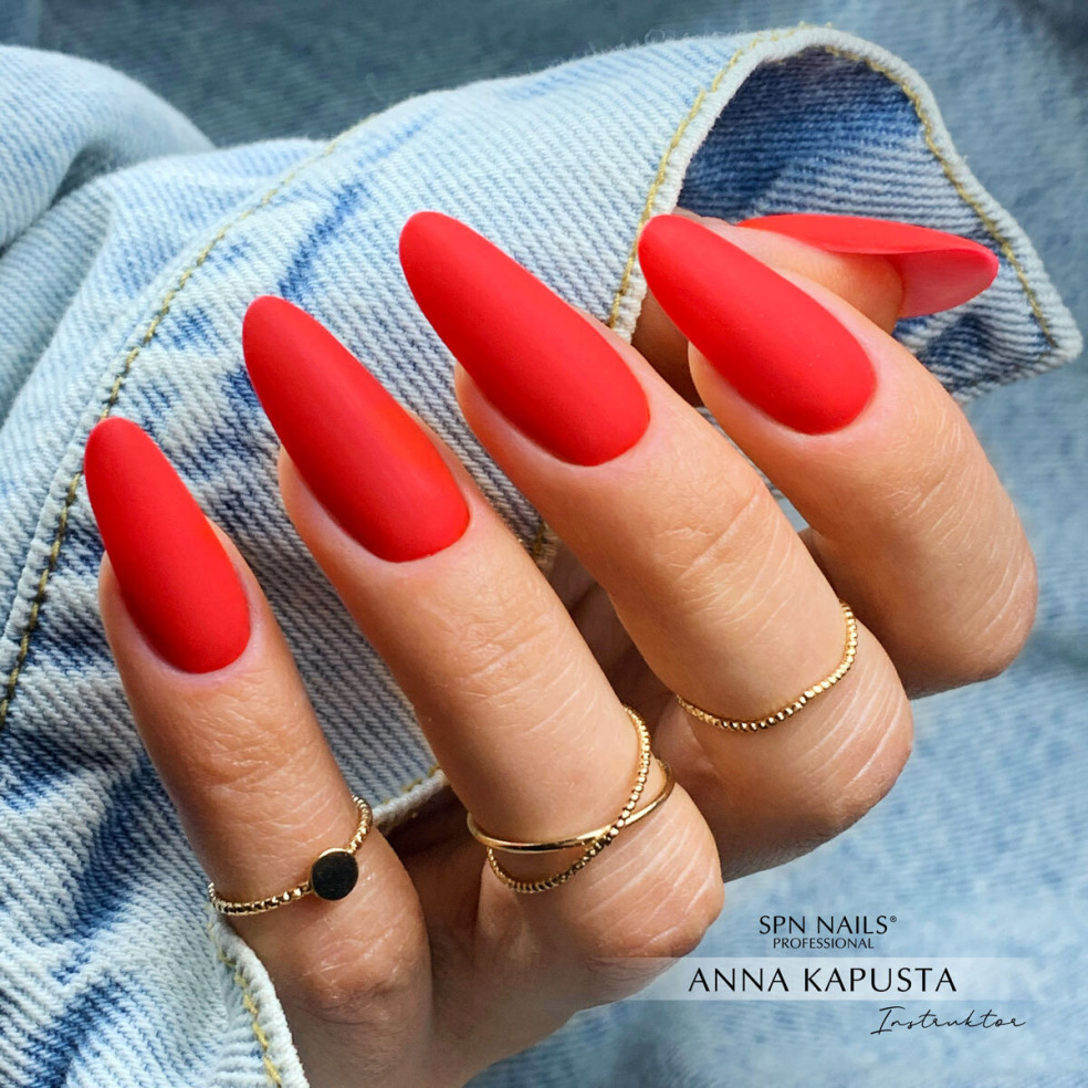 Czerwone matowe paznokcie hybrydowe Czerwone matowe paznokcie hybrydowe