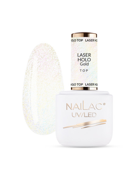 Hybrid top coat Laser Holo Top Gold NaiLac 7ml