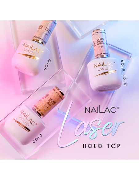 Hybrid top coat Laser Holo Top Gold NaiLac 7ml