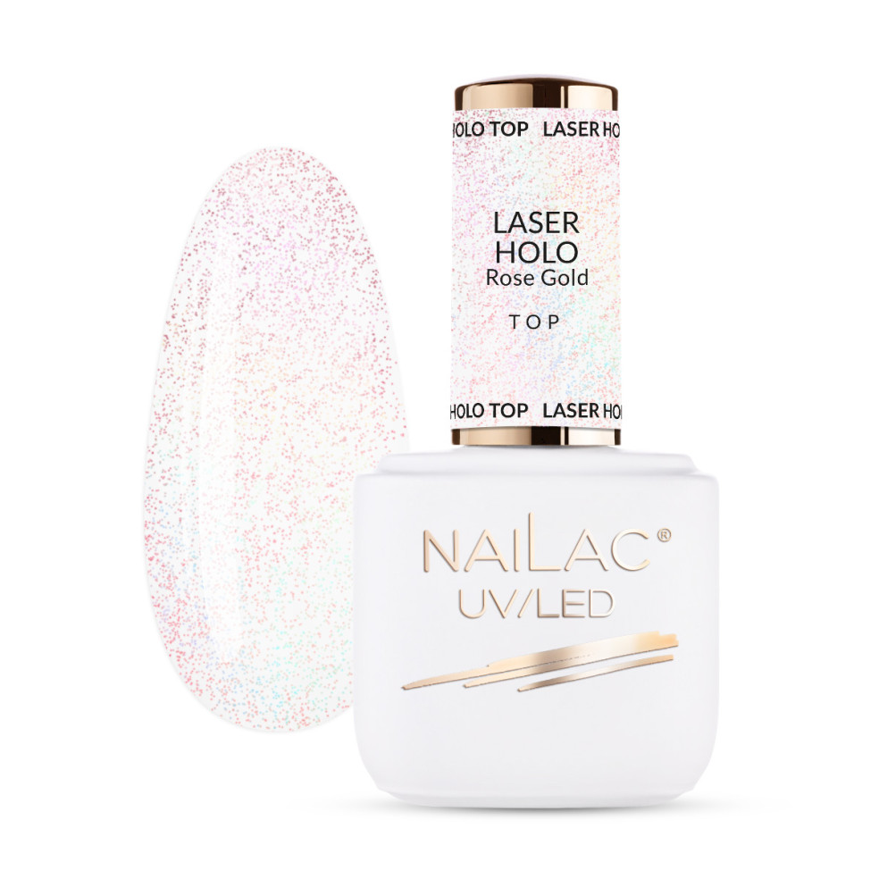 Hybrid top coat Laser Holo Top Rose Gold NaiLac 7ml