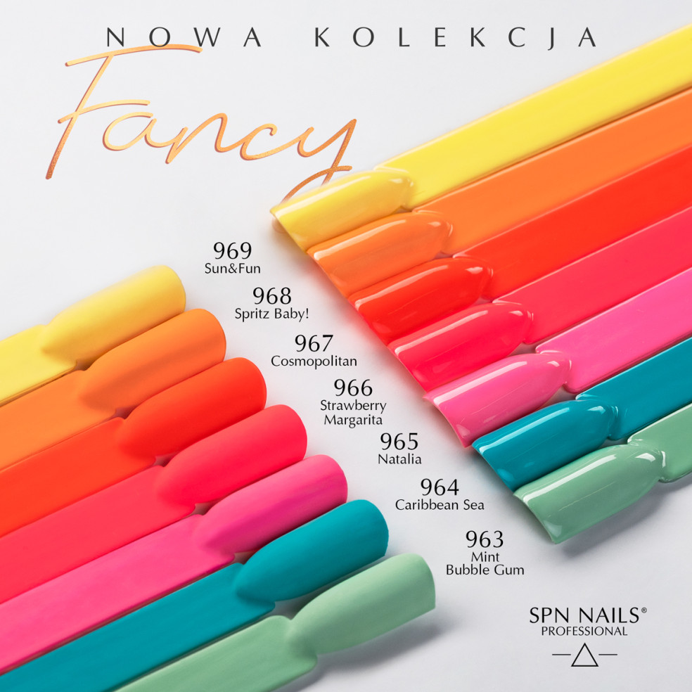 Wzornik prezentujący kolory z lakierów hybrydowych z kolekcji Fancy w matowym i błyszczącym wykończeniu