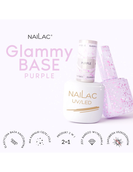 Rubber Base Glammy Base Purple NaiLac 7ml