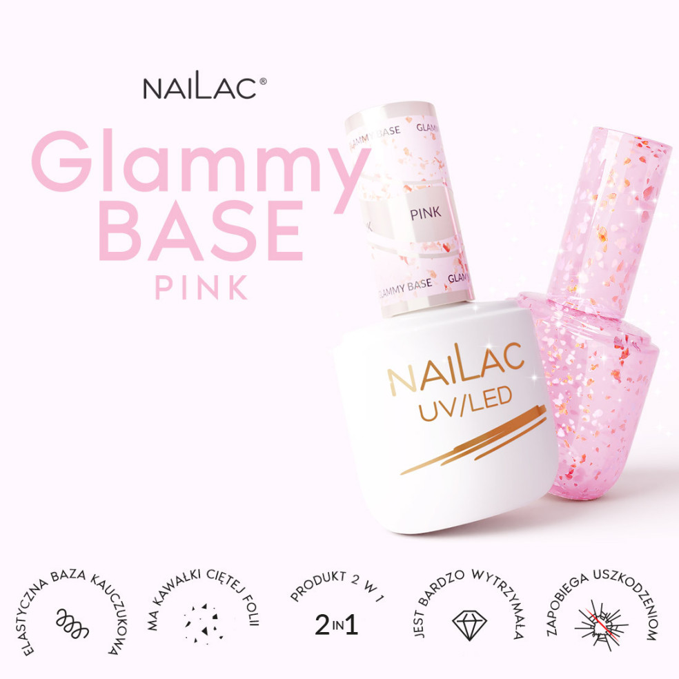 Baza kauczukowa Glammy Base Pink NaiLac 7ml