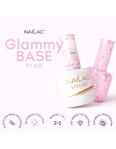 Baza kauczukowa Glammy Base Pink NaiLac 7ml