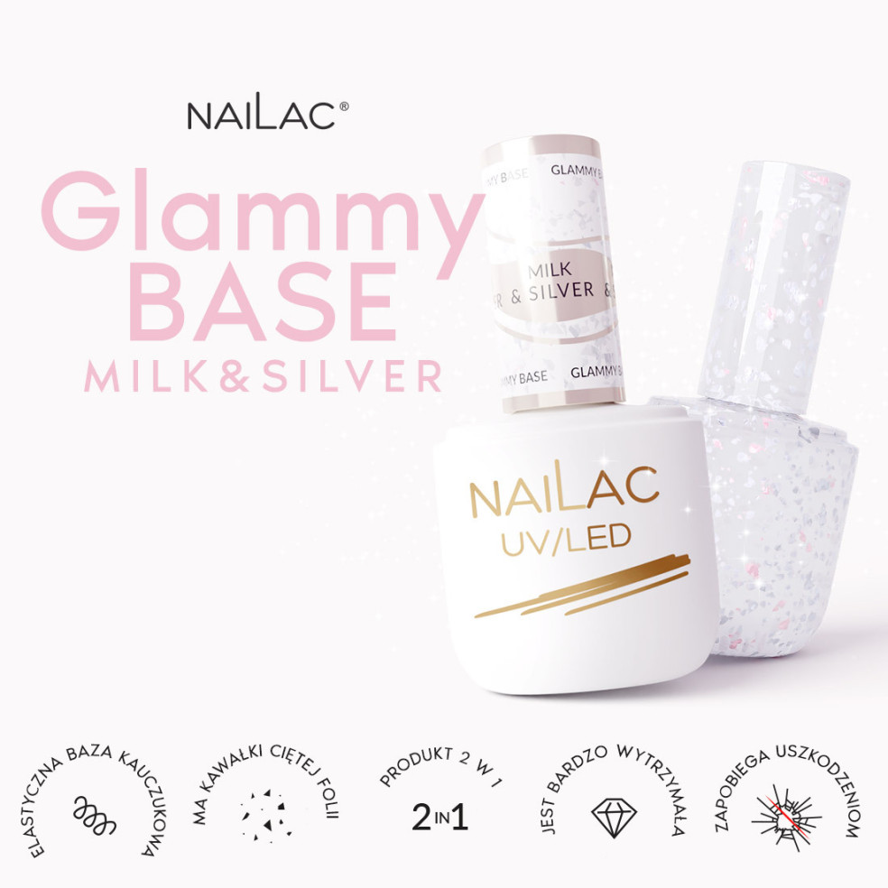 Baza kauczukowa Glammy Base Milk&Silver NaiLac 7ml