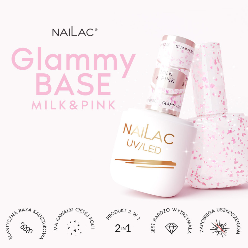 Baza kauczukowa Glammy Base Milk&Pink NaiLac 7ml
