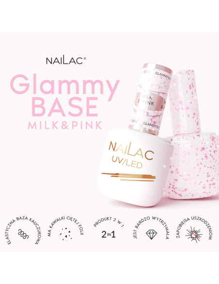 Rubber Base Glammy Base Milk&Pink NaiLac 7ml
