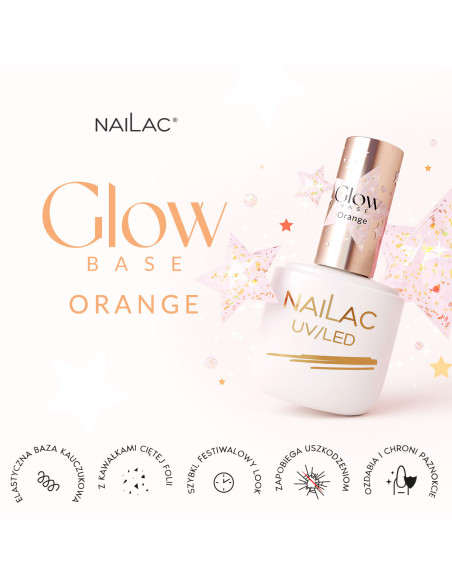 Baza kauczukowa Glow Base Orange NaiLac 7ml
