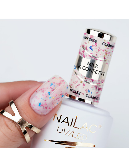 Rubber Base Glammy Base Milk&Confetti NaiLac 7ml