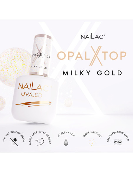 Top hybrydowy OpalX Top Milky Gold NaiLac 7ml