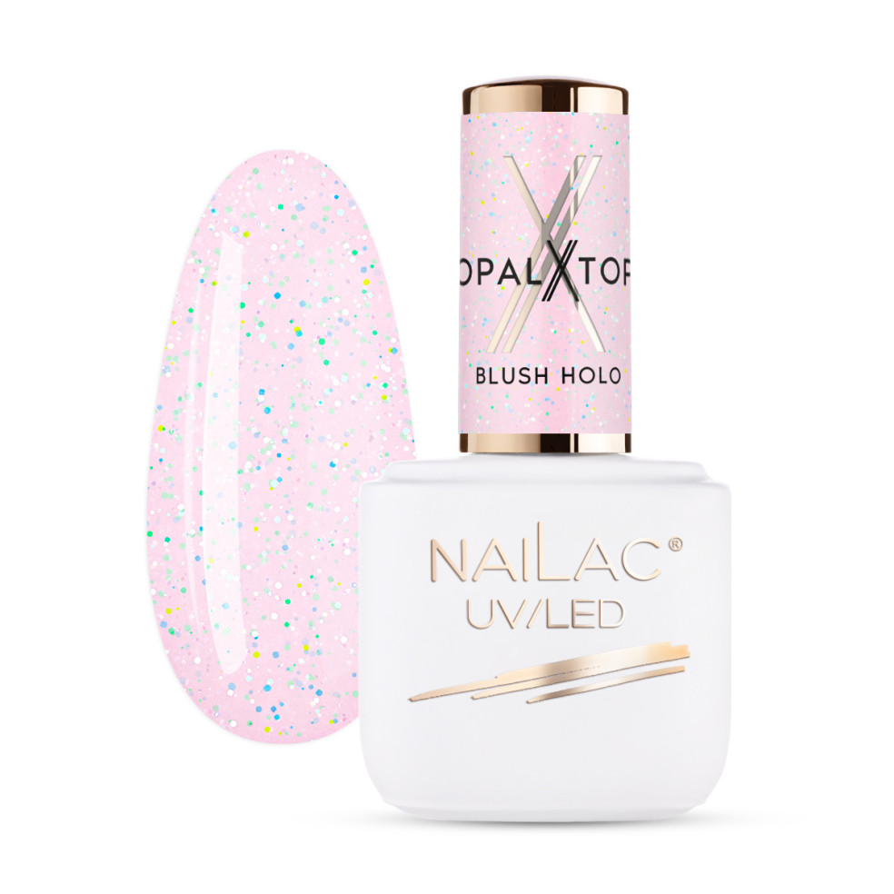 Top hybrydowy OpalX Top Blush Holo NaiLac 7ml