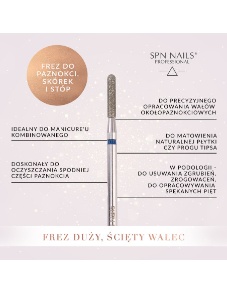 Diamond bit for nails, cuticles and feet - a large, cut cylinder