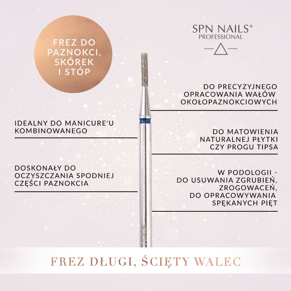 Diamond bit for nails, cuticles and feet - a long, cut cylinder