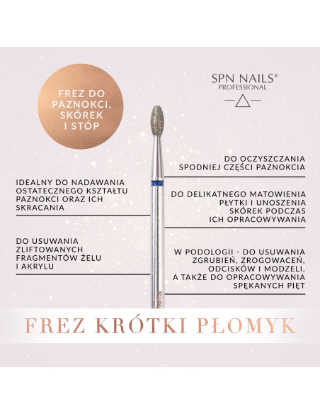 Frez do paznokci, skórek i stóp - krótki płomyk