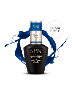 Butelka z lakierem hybrydowym i splashem w  kolorze ciemnego granatu 520 Deep Sea 2
