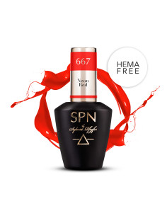 Butelka z lakierem hybrydowym 667 Neon Red i splash w kolorze intensywnej czerwieni