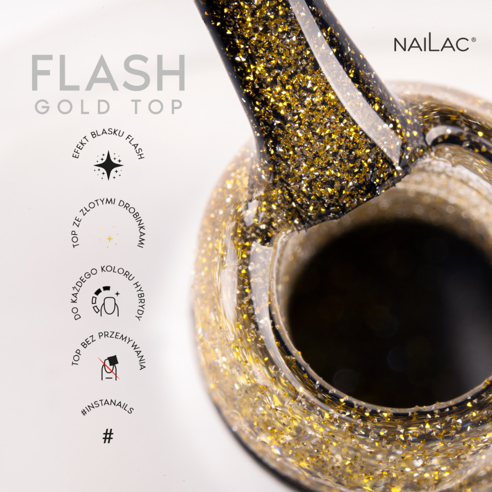 Hybrid top coat Flash Gold Top 7ml NaiLac