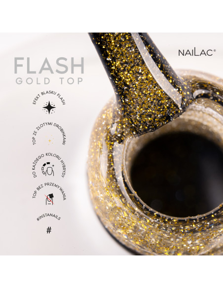 Hybrid top coat Flash Gold Top 7ml NaiLac