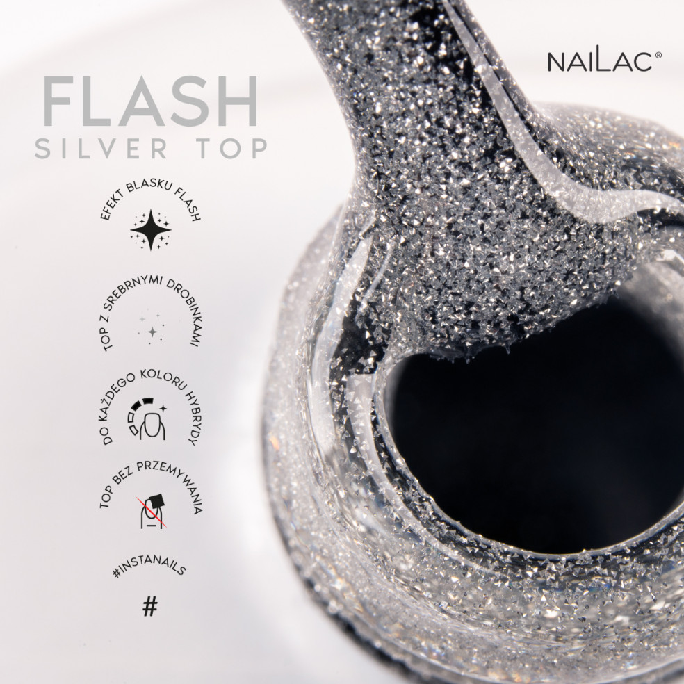 Hybrid top coat Flash Silver Top 7ml NaiLac