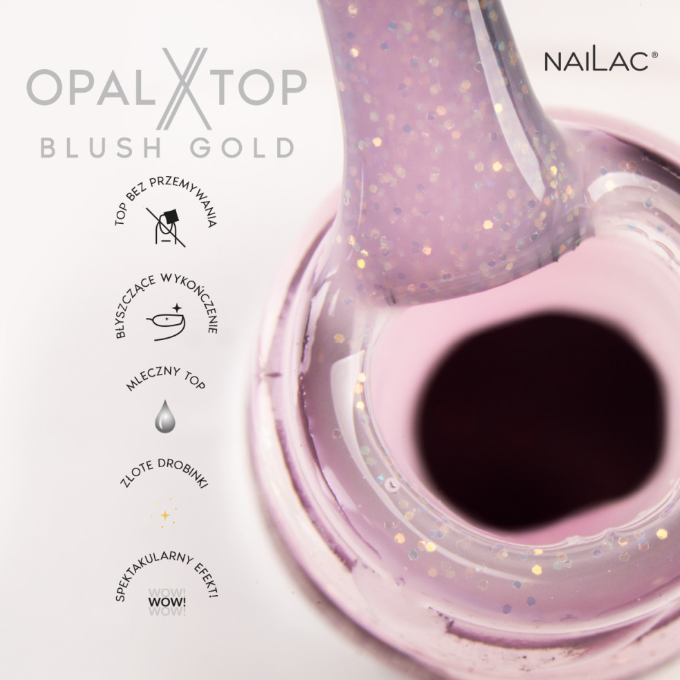 Hybrid top coat OpalX Top Blush Gold NaiLac 7ml
