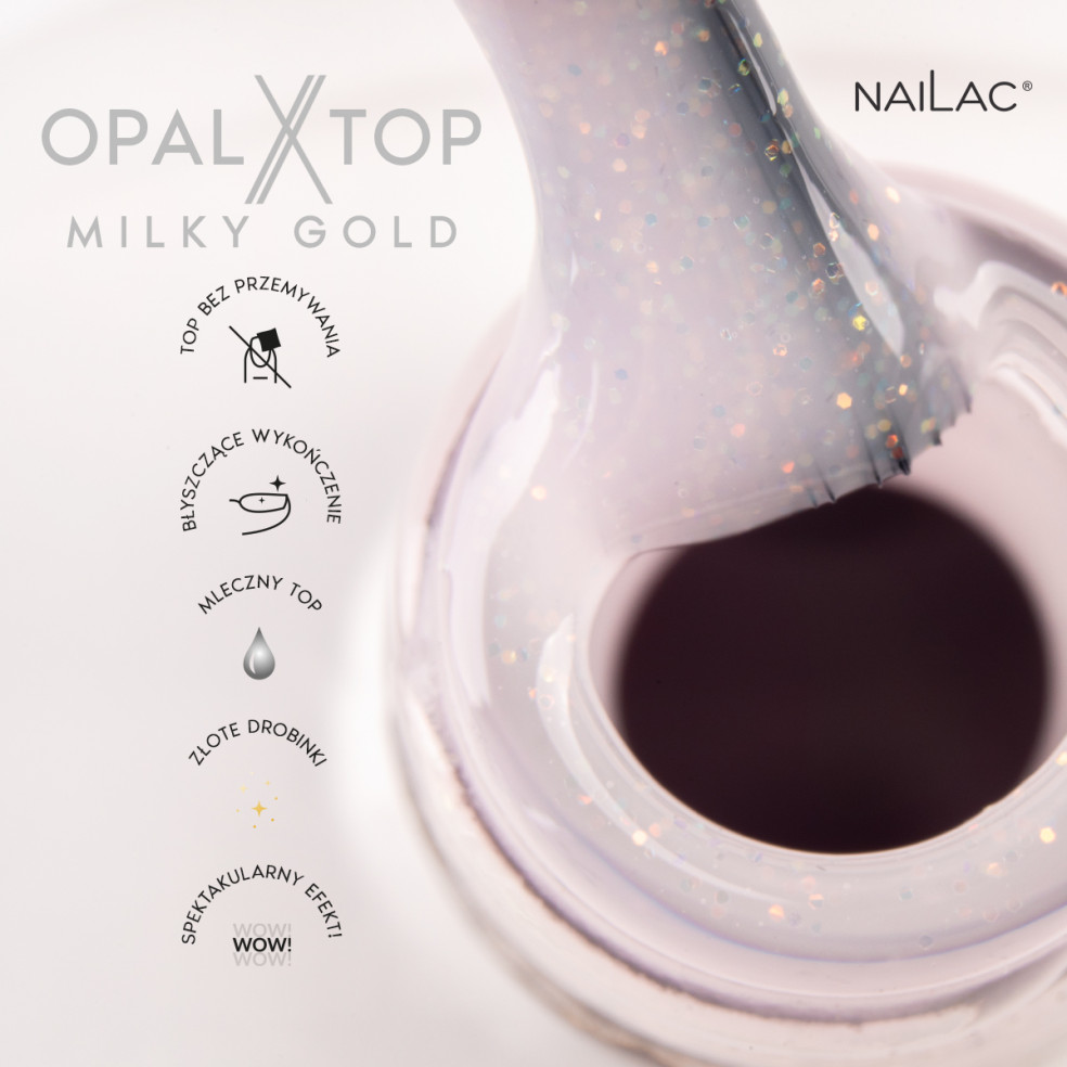 Hybrid top coat OpalX Top Milky Gold NaiLac 7ml