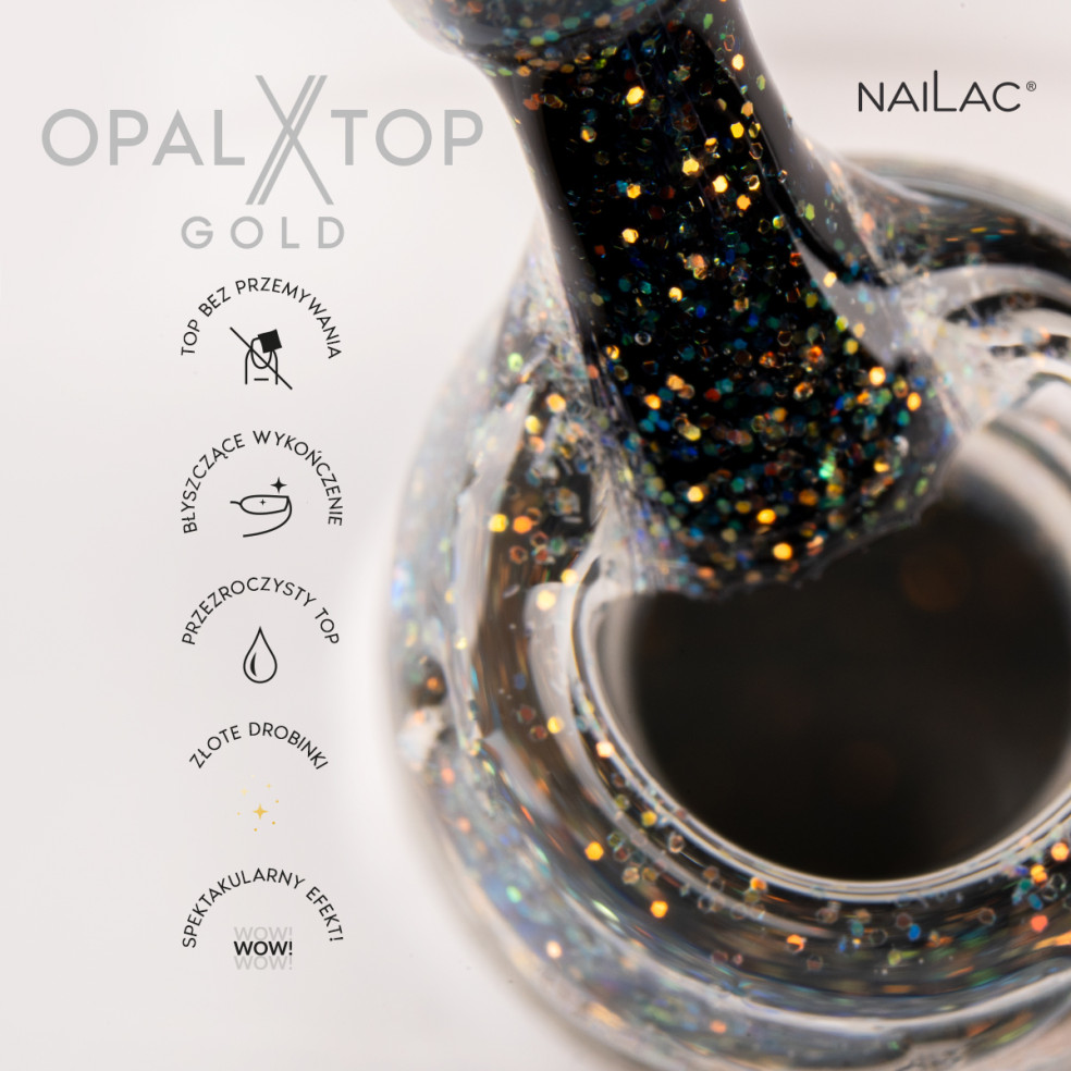 Hybrid top coat OpalX Top Gold NaiLac 7ml