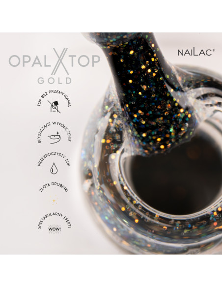 Hybrid top coat OpalX Top Gold NaiLac 7ml