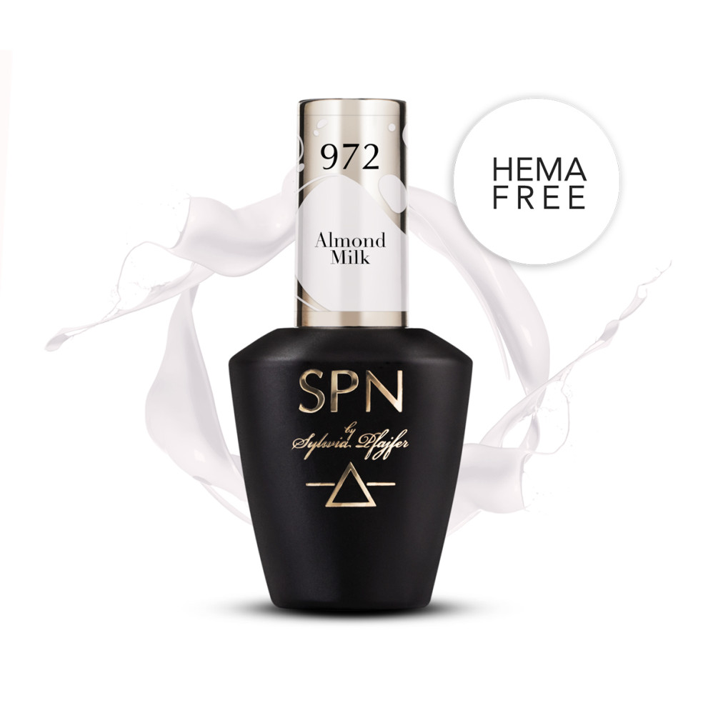 Butelka z lakierem hybrydowym i splashem w kolorze mlecznym 972 Almond Milk UV LaQ 8ml