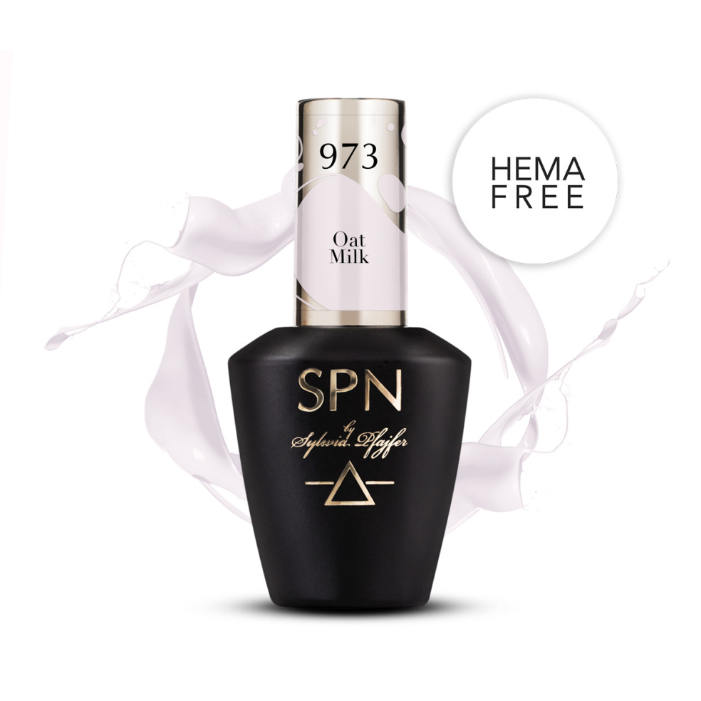 Butelka z lakierem hybrydowym i splashem w kolorze mlecznego fioletu 973 Oat Milk UV LaQ 8ml