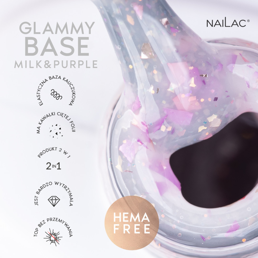 Rubber Base Glammy Base Milk&Purple NaiLac 7ml