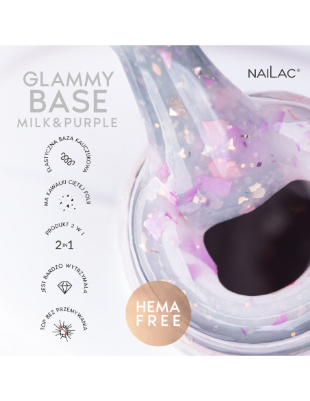 Rubber Base Glammy Base Milk&Purple NaiLac 7ml