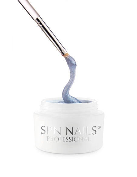 Słoiczek z żelem do przedłużania paznokci z niebieskimi drobinkami flash - Builder Flas Gel Star Słoiczek z żelem do przedłużania paznokci z niebieskimi drobinkami flash - Builder Flas Gel Star