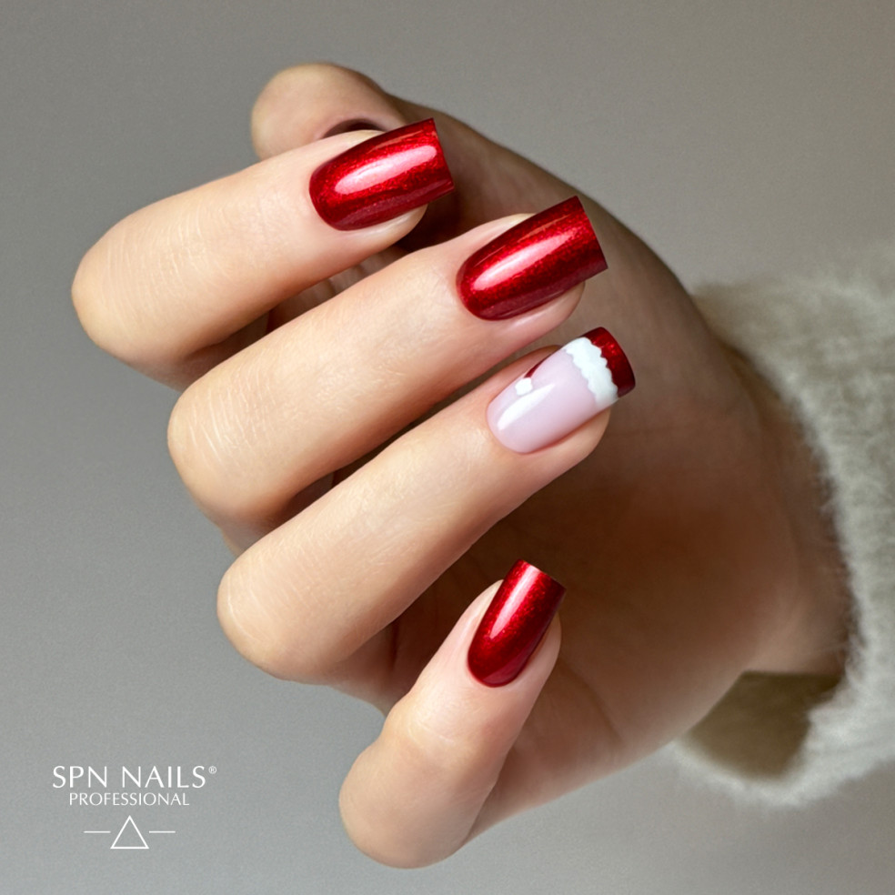 Świąteczny manicure. Stylizacja wykonana za pomocą 1024 Holly Magic