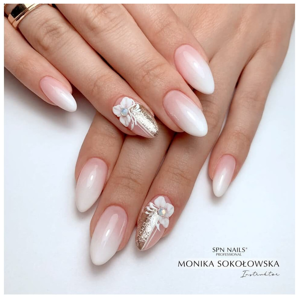 Paznokcie hybrydowe babyboomer. Zdobienie wykonane za pomocą lakieru hybrydowego 508 Pudding French Paznokcie hybrydowe babyboomer. Zdobienie wykonane za pomocą lakieru hybrydowego 508 Pudding French