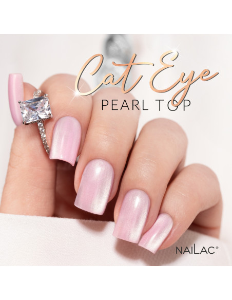 Manicure hybrydowy wykonany za pomocą topu hybrydowego Cat Eye Pearl Manicure hybrydowy wykonany za pomocą topu hybrydowego Cat Eye Pearl