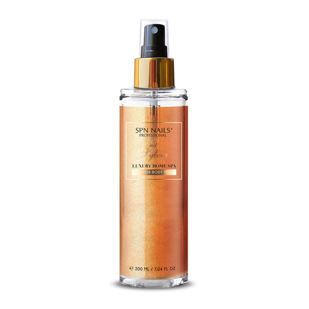 Butelka z perfumowaną mgiełką do ciała ze złotymi drobinkami just Sylvia Shimmer