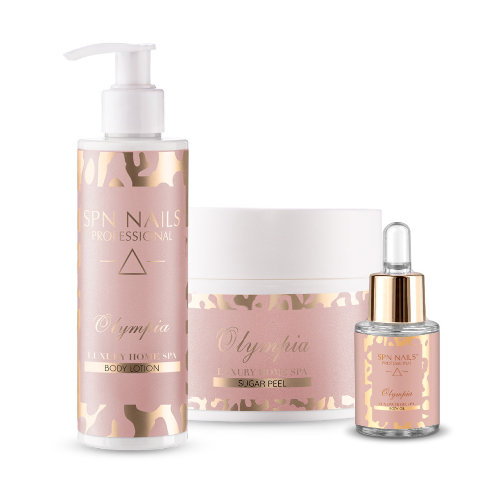 Zestaw Perfumowanych kosmetyków SPA Olympia: balsam do ciała, peeling, oliwka