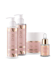 Zestaw perfumowanych kosmetyków SPA Olympia nr 3: balsam do ciała, peeling, żel do kąpieli, oliwka