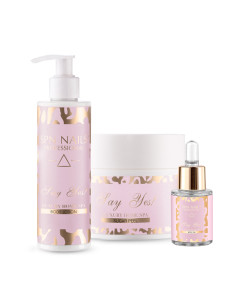 Zestaw perfumowanych kosmetyków SPA Say Yes! nr 1: balsam do ciała, peeling, oliwka do skórek i paznokci