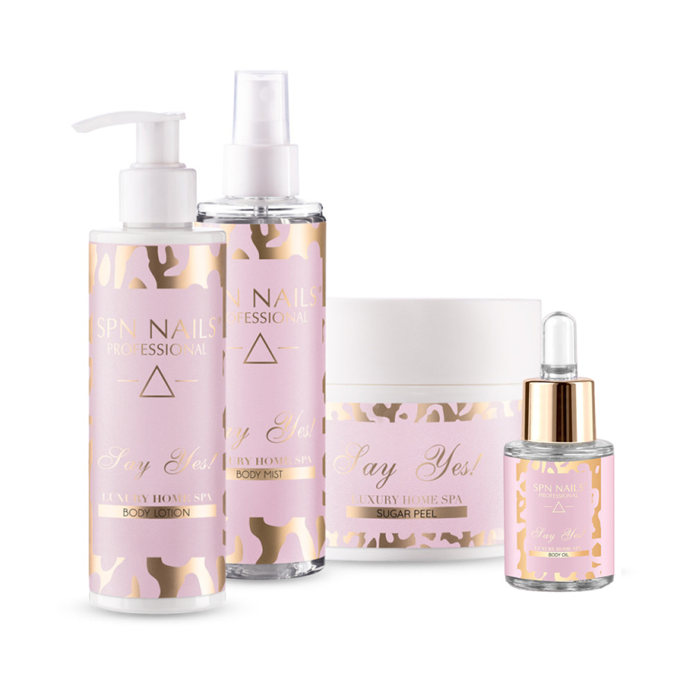 Zestaw perfumowanych kosmetyków SPA Say Yes nr 2: balsam do ciała, mgiełka, peeling, oliwka