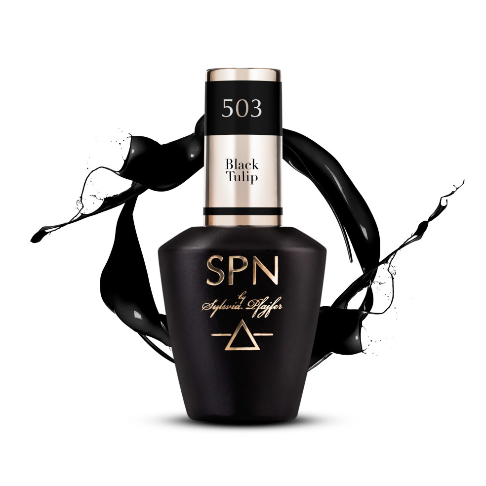 Butelka z lakierem hybrydowym i splashem w kolorze czarnym 503 Black Tulip