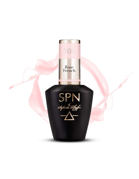 Butelka z lakierem hybrydowym i splashem w   kolorze pudrowego różu 506 Rose French Butelka z lakierem hybrydowym i splashem w   kolorze pudrowego różu 506 Rose French