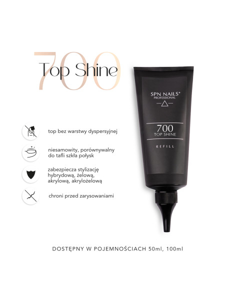 Top hybrydowy 700 Top Shine UV LaQ refill 50ml