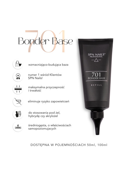 Baza hybrydowa 701 Bonder Base UV LaQ refill 100ml
