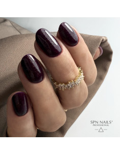 Butelka z lakierem hybrydowym i splashem w kolorze bordowym z brokatem 596 Whisper 2