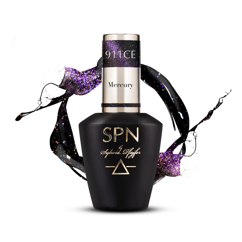 Butelka z lakierem hybrydowym i splashem w kolorze metalicznym fioletowym